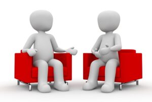 two people in a business meeting
