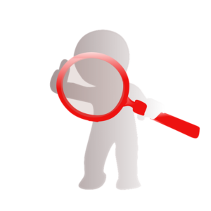 person lookimg through magnifying glass